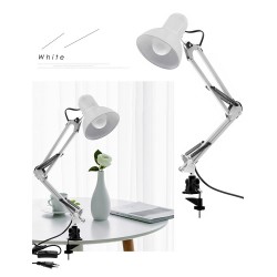 Біла настільна лампа з довгою рукояттю на затиску до столу ___KRY385/644 (108)