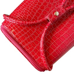 Манікюрний валізу з екокожі 30х25х24см МАЛИНОВИЙ КРОКОДИЛ ___-KRY900/1233 (394)